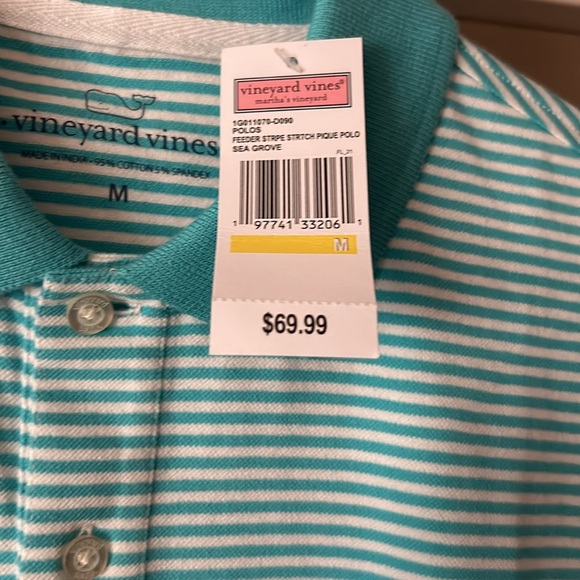NWT Men’s Vineyard Vine Striped Short Sleeve Polo Shirt - Picture 3 of 3